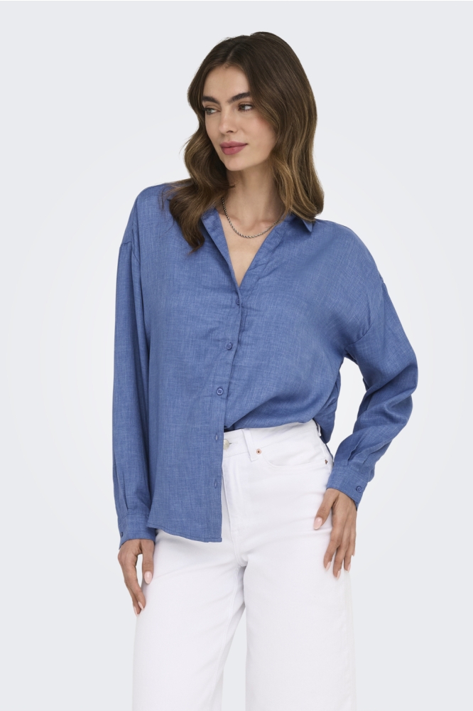 ONLHARRIET LIFE L/S SHIRT WVN 15344161 TRUE NAVY/MELANGE